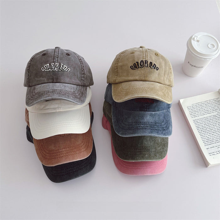 Wholesale Small niche vintage children's baseball cap, versatile and washed denim hat, sun shading duckbill cap
