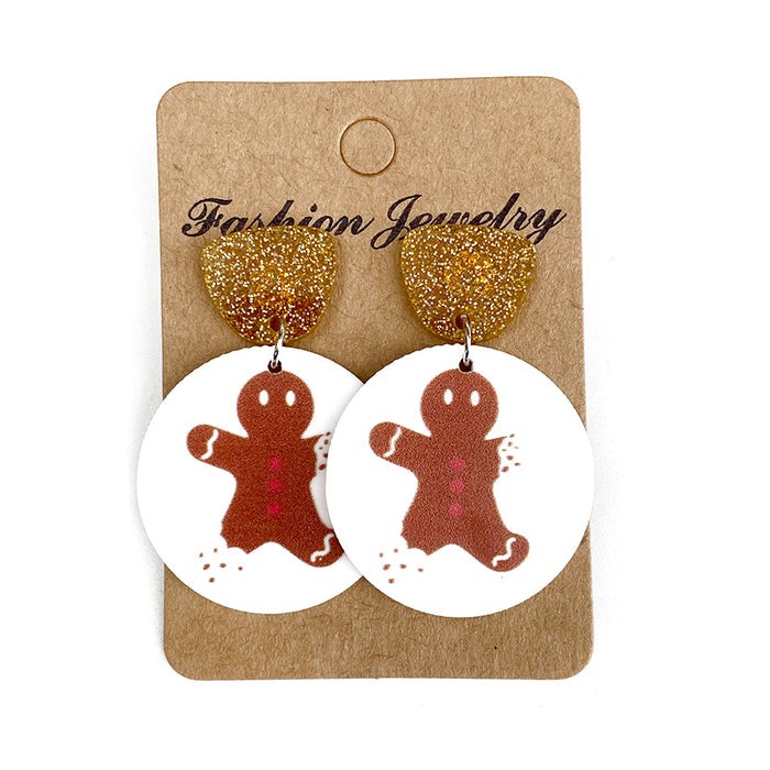Wholesale Christmas New Flash acrylic earrings Christmas biscuit earrings holiday earrings