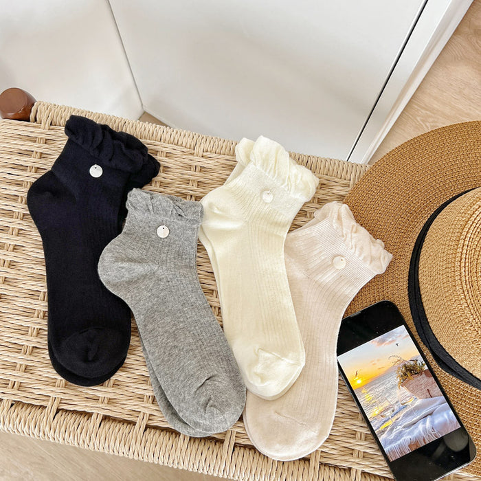 Wholesale Socks, bubble lace, ribbed, shell glitter, short tube, combed cotton