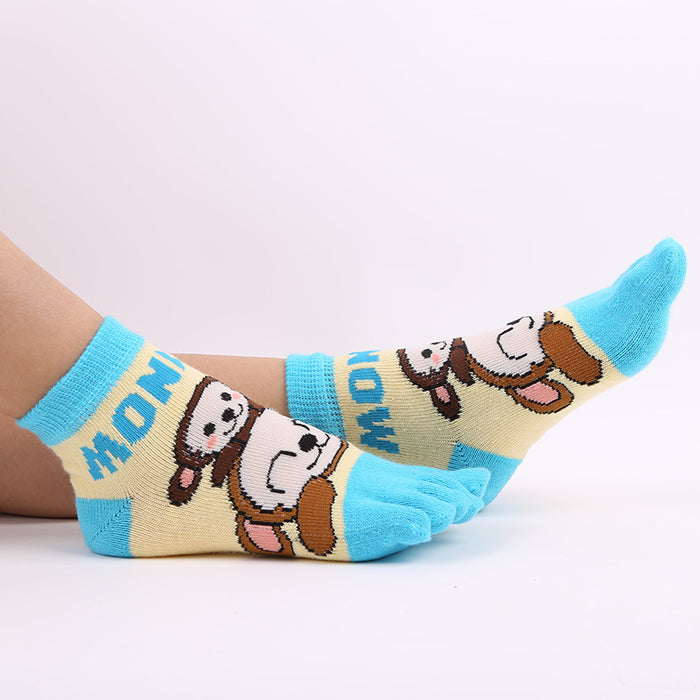 Wholesale Children' s Socks Cartoon Elephant Short Socks Cotton Sports Sweat-Absorbent Breathable Multi-Color Split-Toe Socks