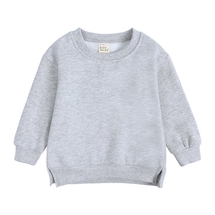Wholesale Boys' and Girls' Hoodies round Neck Pullovers for Small and Medium-sized Children Solid Color with Plush Baby Tops JDC-CTS-SK003