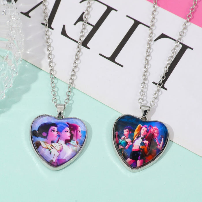 Wholesale Kpop Time Gem Heart Necklace