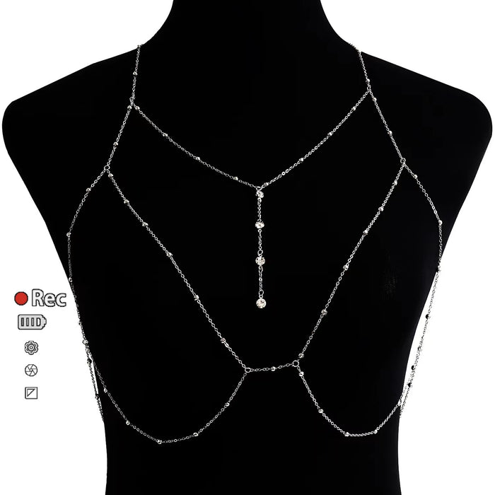 Wholesale  Diamond Garden Bead Chain Body Chain Jewelry Flash Diamond Pendant Tassel Necklace Chest Chain Fashion Women's