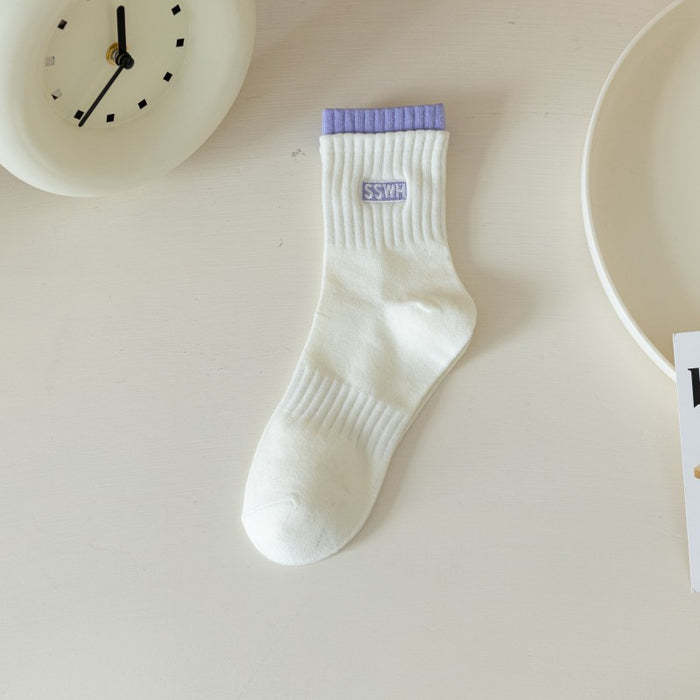 Wholesale New socks, mid length socks, cotton socks, breathable letter long socks, sports women's socks