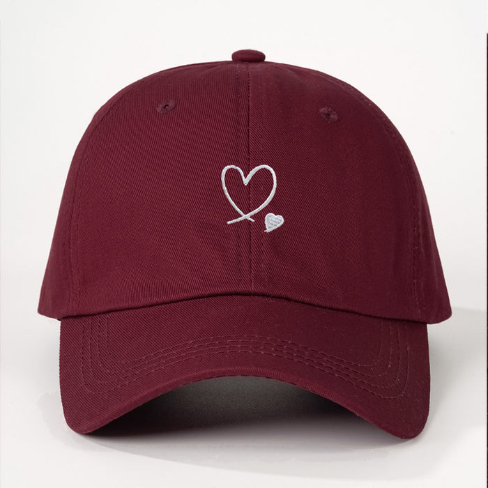 Wholesale Embroidered Love Customized Pure Cotton Baseball Hats for Men and Women Outdoor Sunscreen Soft Top Duck Tongue Hats JDC-FH-TQ002