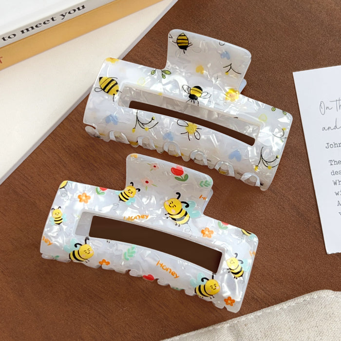 Wholesale Bee Clip Cartoon Hair Clip Medium Rectangular Cut Out Shark Clip Animal Hair Accessories Printed