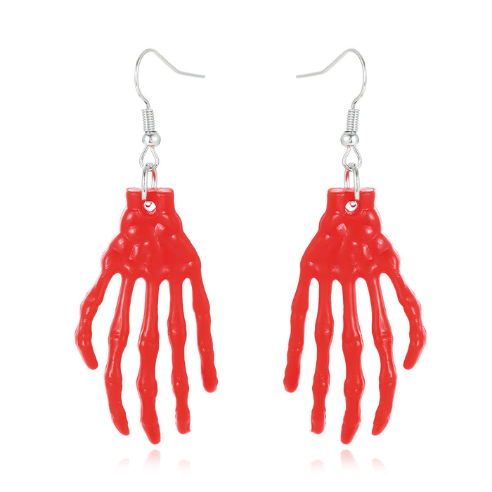 Wholesale Acrylic Skeleton Hand Earrings Horror Atmosphere  Tricky Bat Ghost Earrings
