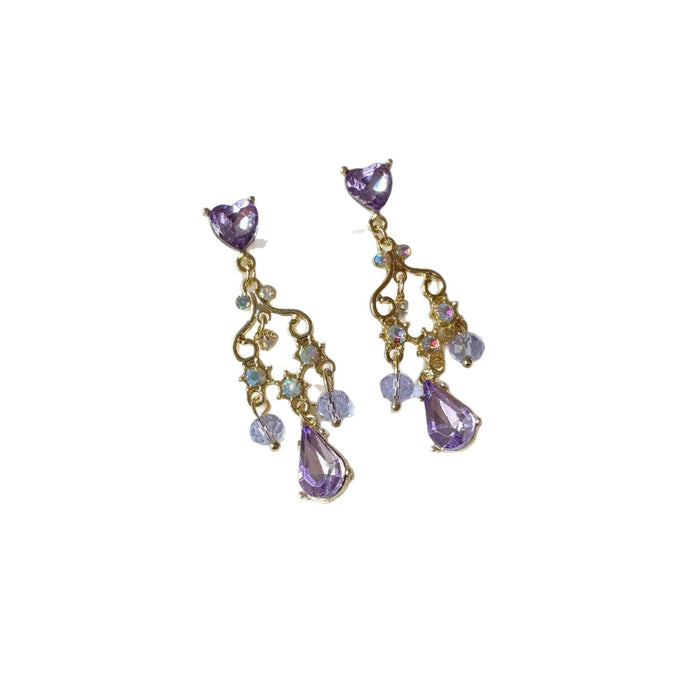 Wholesale Super immortal light luxury heart-shaped romantic tassel earrings with niche design, fashionable, simple, exquisite and versatile earrings