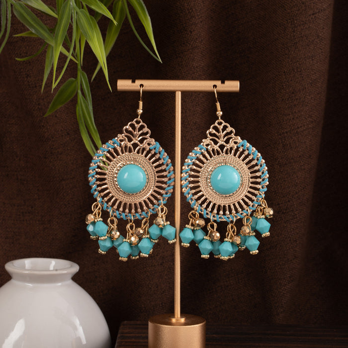 Wholesale Retro Bohemian Long Tassel Drop Earrings Heavy Industry Creative Ethnic Style Diamond-Encrusted High-End Earrings