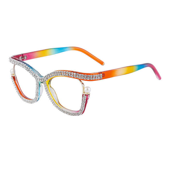 Wholesale diamond plain glasses frame female fashion cat eye can match myopia glasses frame female