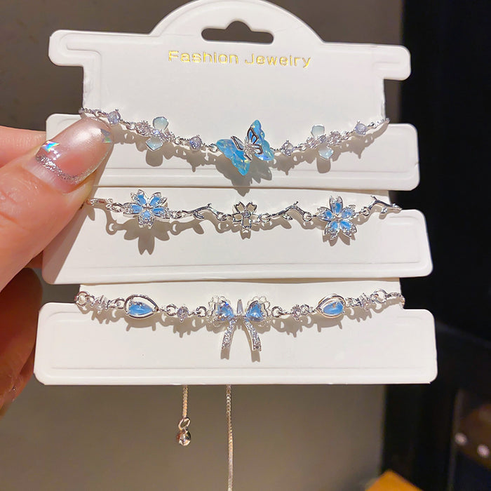 Wholesale Resin CZ Butterfly Flower Slider Bracelet Trendy Jewelry Accessory