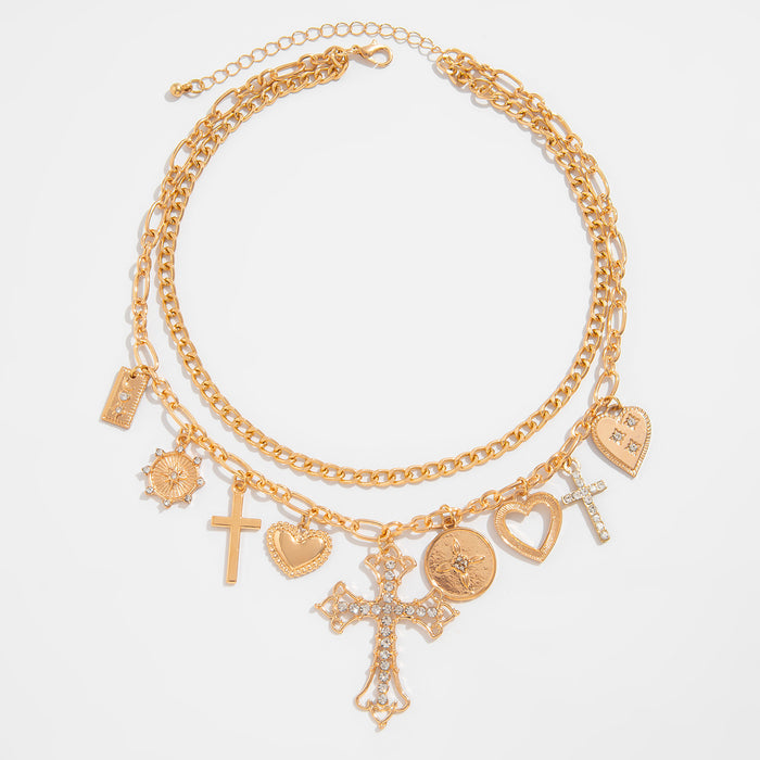 Wholesale Personalized fashion creative style collarbone chain cross heart geometric pendant necklace