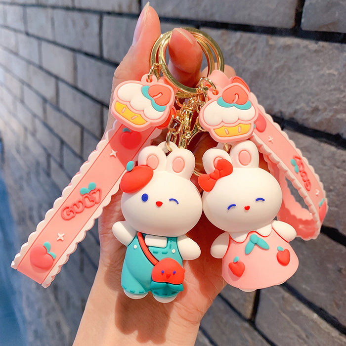 Wholesale Cartoon Bow Tie Rabbit Keychain PVC Car Key Accessory Gift