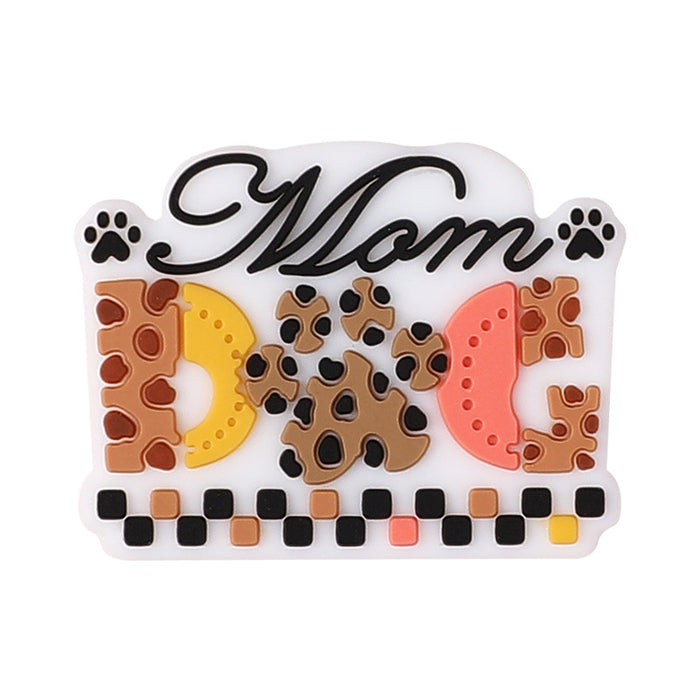 Wholesale 20pcs Silicone Beaded Pen Accessories Dropping Glue Leopard Dog Mom Silicone Beads DIY Bracelet Decorations Alphabet Beads