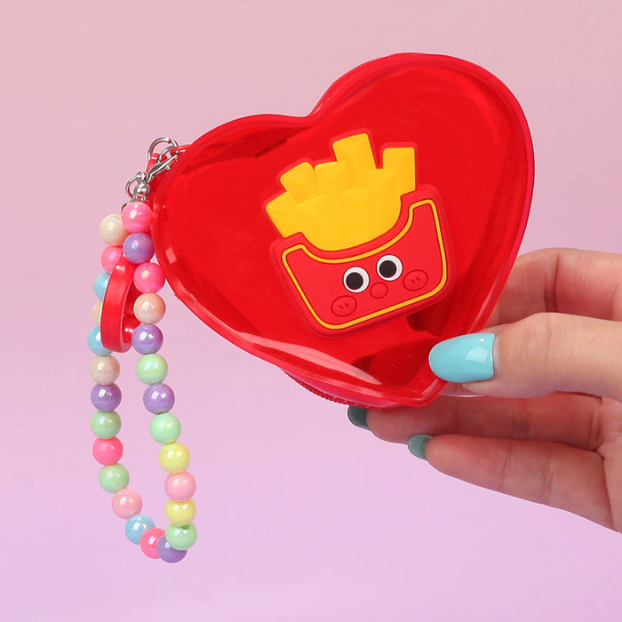 Wholesale Heart Shaped Jelly Transparent PVC Coin Purse With Chain Fashion Bag Charm Casual Chic Accessory