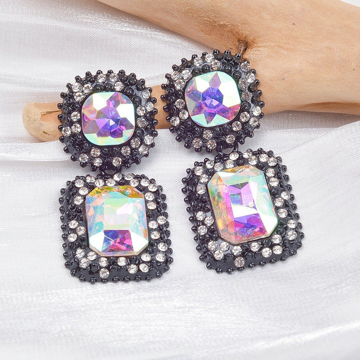 Wholesale Personalized earrings new crystal fashionable full diamond earrings square earrings