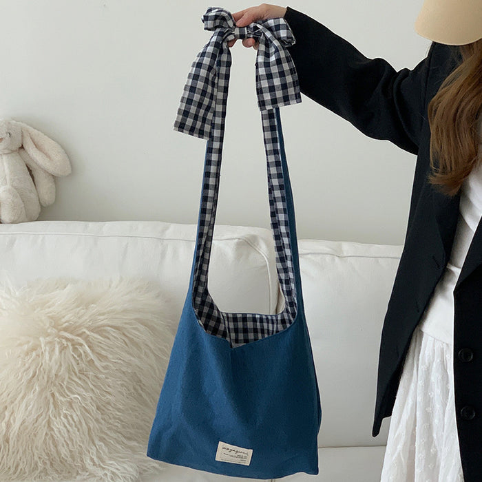 Wholesale Backpack Versatile Checkered Shoulder Bag Simple Tote Bag Commuter Bag