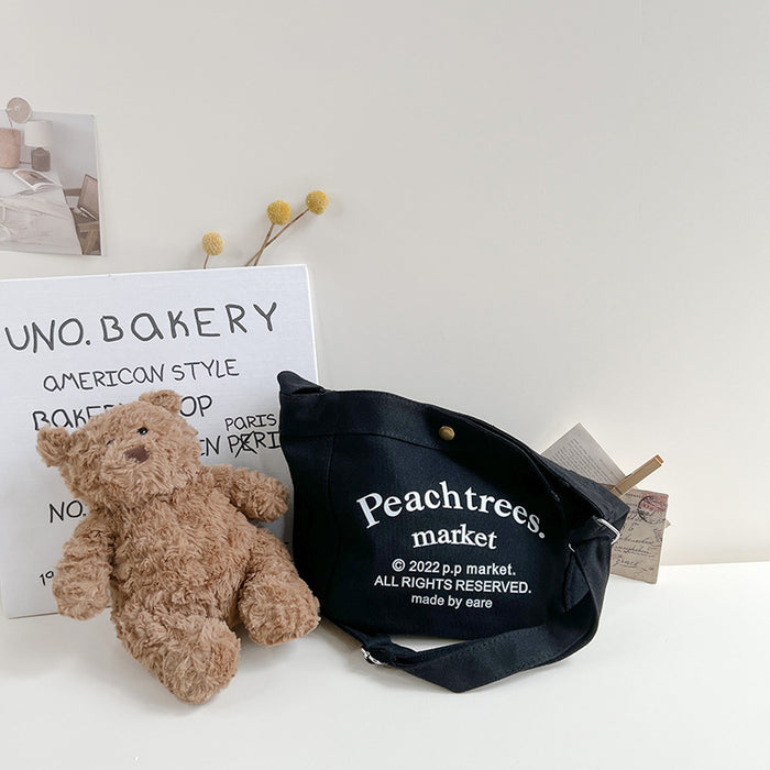 Wholesale Crossbody bag, large capacity outdoor snack bag, simple letter canvas shoulder bag