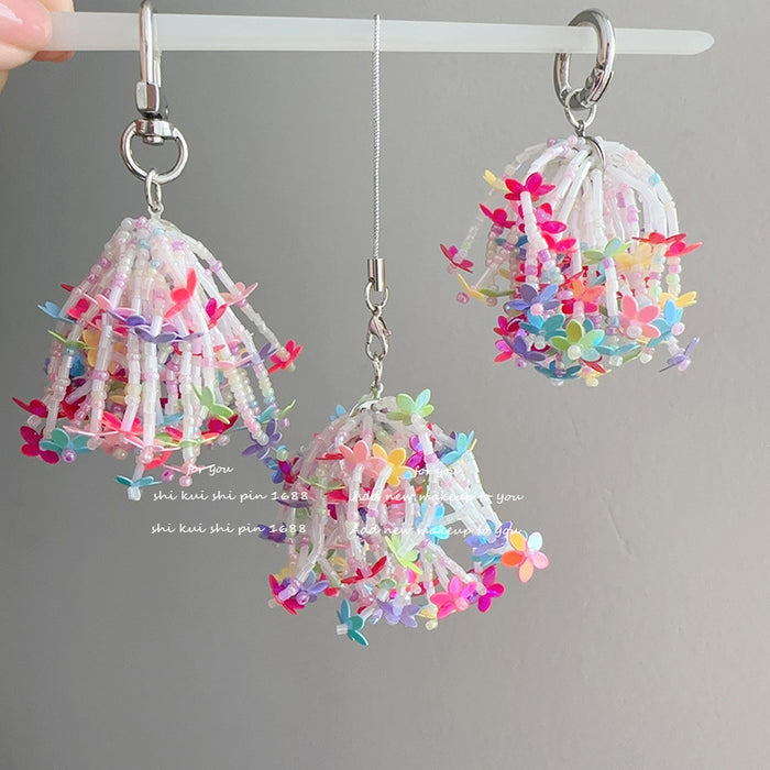 Wholesale Heart Colorful Flower Phone Chain Keychain Bag Hanging Chain Pendant Accessory
