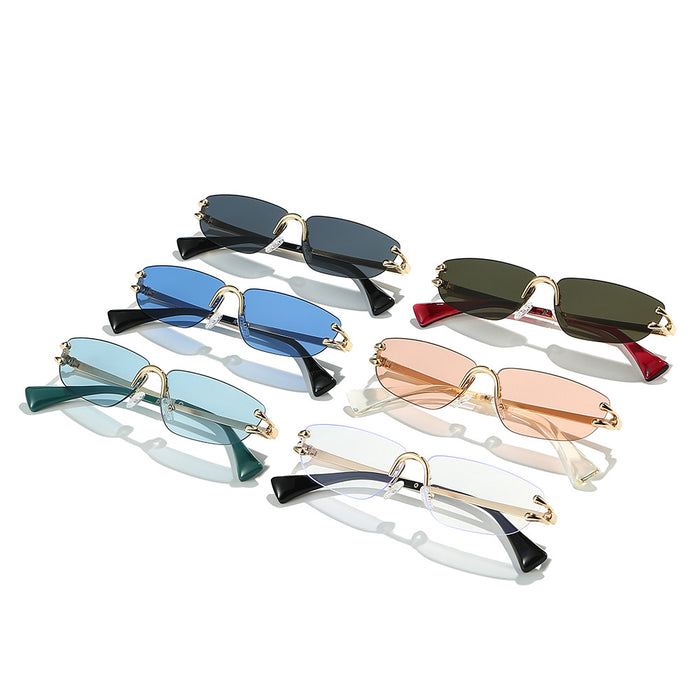 Wholesale New frameless fashionable sunglasses with personalized small frames, niche and simple sunglasses