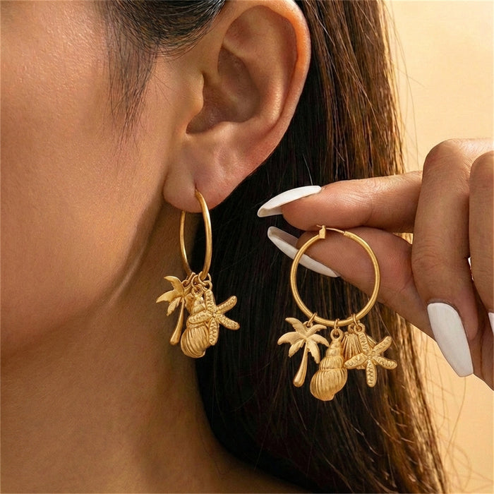 Wholesale Zinc Alloy Shell Pendant Earrings for Beach Party Fashion Accessory