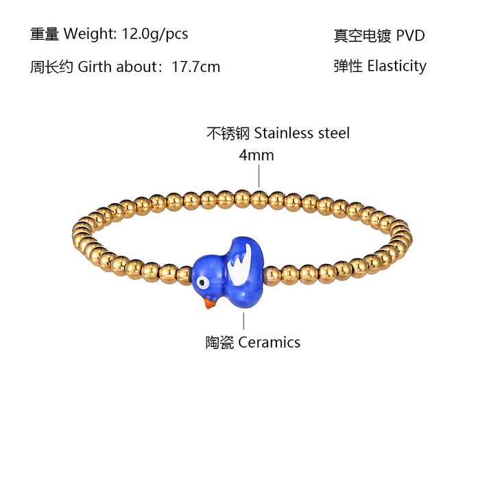 Wholesale Mini style fashion accessory animal ceramic stainless steel bracelet elastic bracelet