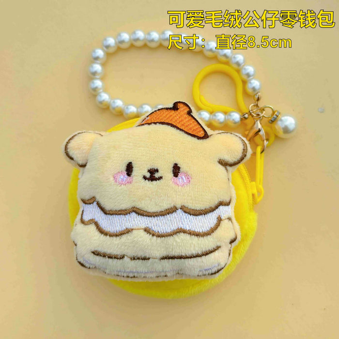 Wholesale Plush Anime Cartoon Round Coin Purse with Bead Chain
