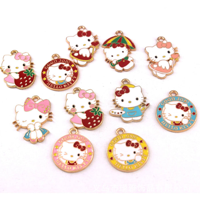 Wholesale 10pcs jewelry alloy cartoon  cat collection Princess earrings pendant necklace bracelet accessories cute keychain