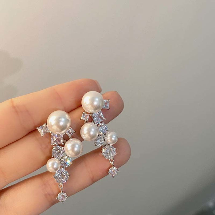 Wholesale Personalized pearl, diamond, heavy industry earrings, retro temperament earrings