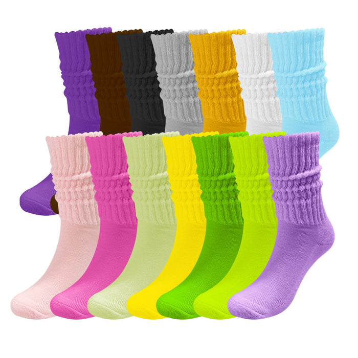 Wholesale Pile Socks Colorful Candy Colored Women's Mid Tube Personalized Trendy New Style Loose Mouth Bubble Socks JDC-SK-JiaMu009