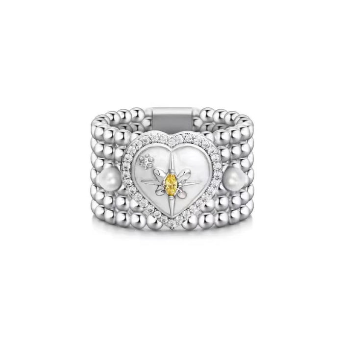 Wholesale Butterfly Star Ring Women's Pearl Oil Drop Wide Version Ring Opening Adjustable