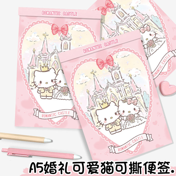 Wholesale Chic A5 Tear-Off Sticky Note Pad Wedding Cat Design Thick Pages Gift for Students minimum quantity: 2