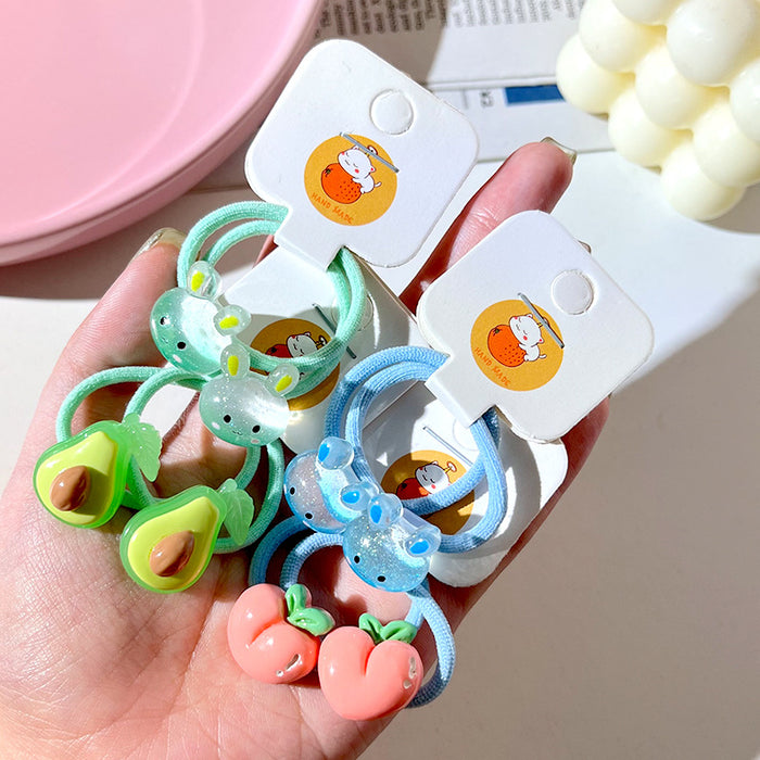 Wholesale Children's hair ring fruit transparent color fine flash rabbit small rubber band little girl's head rope baby girl's hair does not hurt