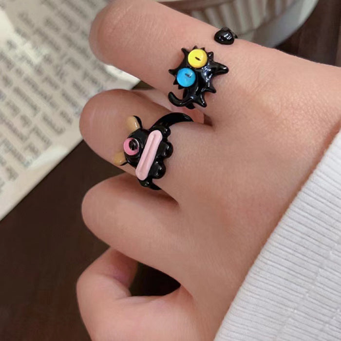 Wholesale Cartoon Drip Oil Opening Ring Personalized Ring