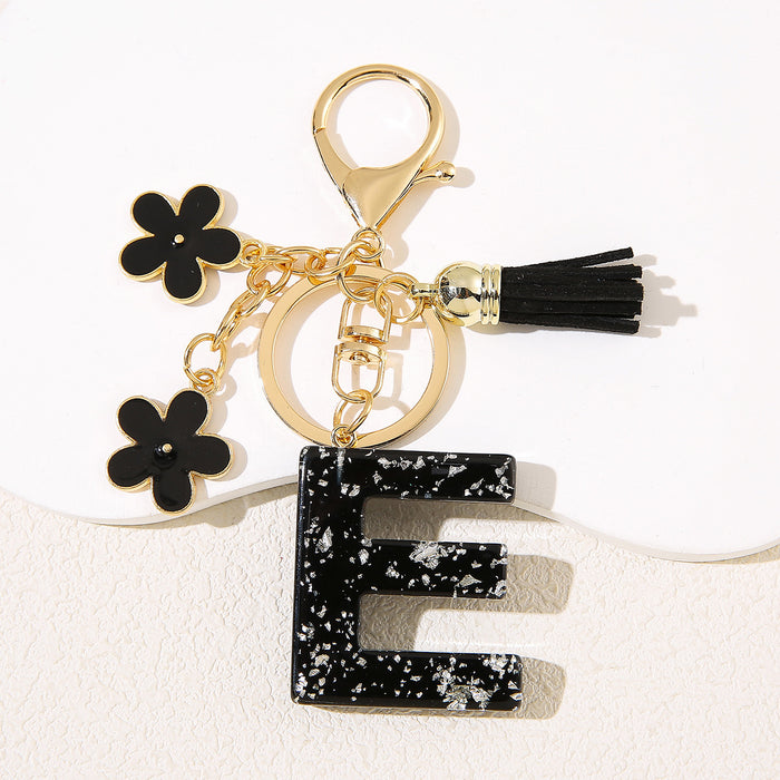 Wholesale Flower 26 English Letter Pendant Keychain Letter Keychain Women's Bag Accessories