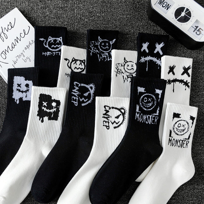 Wholesale men' s deont mid-calf socks black and white cotton socks women' s summer sports basketball socks