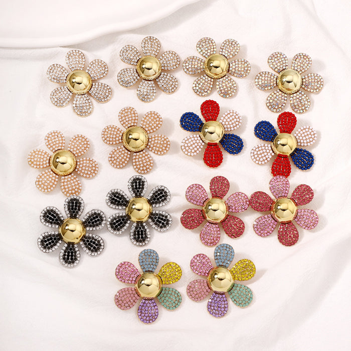 Wholesale Alloy Diamond Flower Earrings JDC-ES-YueLi026