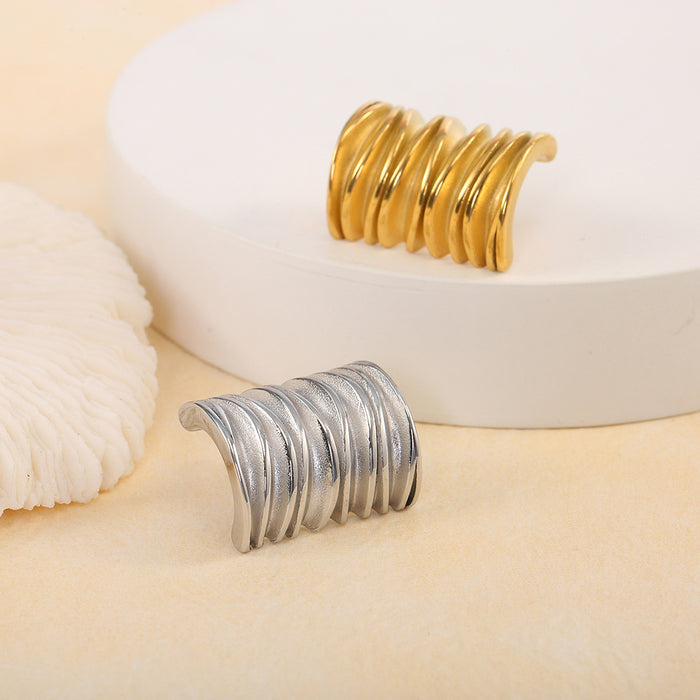 Wholesale Stainless steel patterned earrings, personalized square wave thread earrings, color preservation wholesale