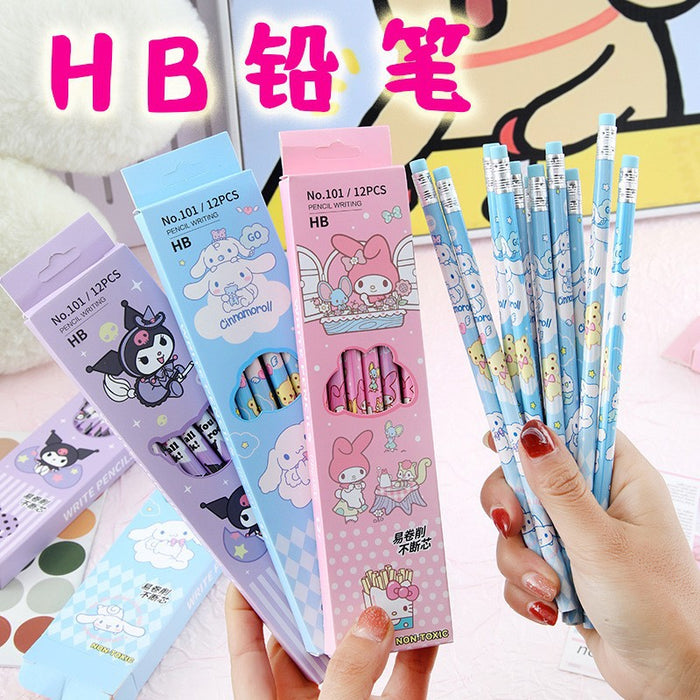 Wholesale Wooden pencils 12pcs/ box with eraser HB lead