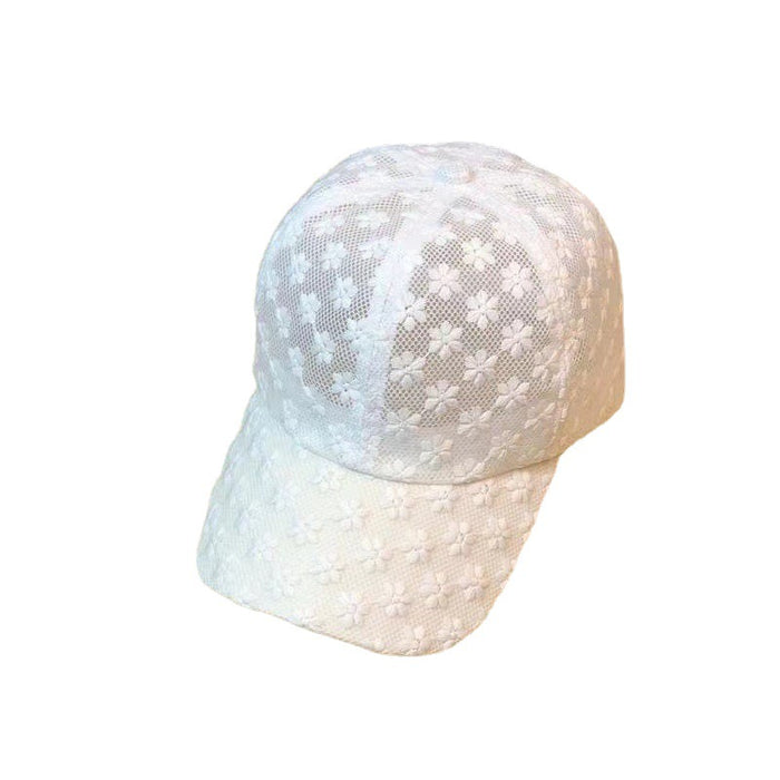 Wholesale Hat lace flower baseball cap fashionable and versatile, showing temperament, sun shading hollow duckbill cap