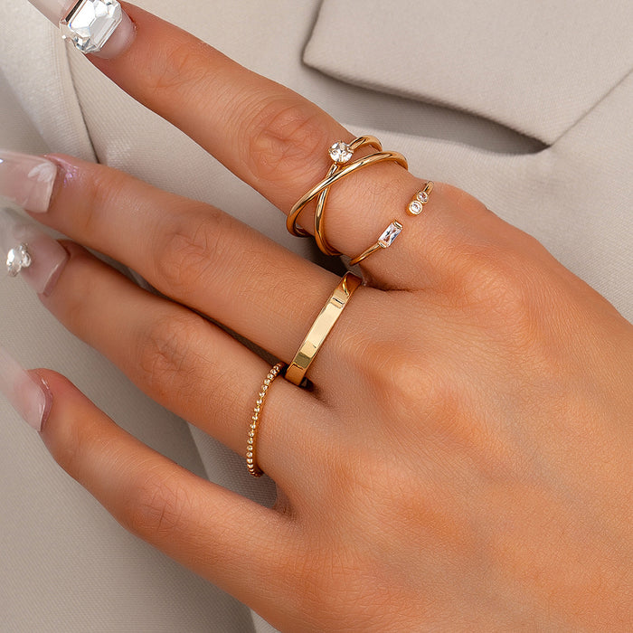 Wholesale  One  Set of Simple Daily Metal Ring Set