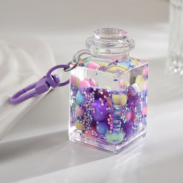Wholesale Acrylic Bead-Filled Oil Bottle Pendant Keychain