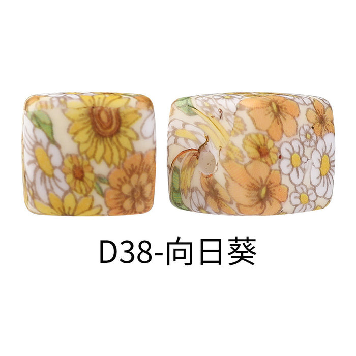 Wholesale Random 100pcs Watermark cube silicone beads jewelry beaded bracelet accessories square printed silicone beads