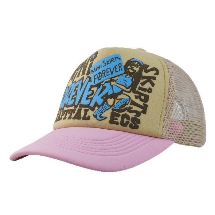Wholesale Hip-hop printed letter baseball cap visor color-blocked street mesh trucker hat