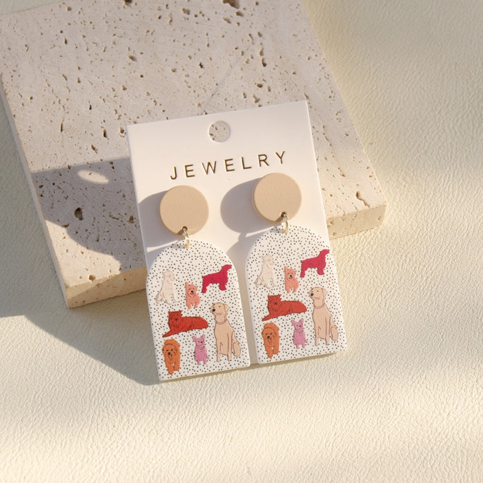 Wholesale Cute Dog Graffiti Acrylic Pendant Earrings