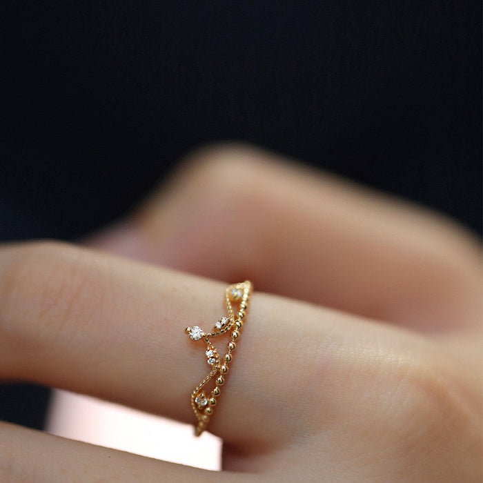 Wholesale Light luxury style micro inlaid zircon ring, light luxury opening versatile ring