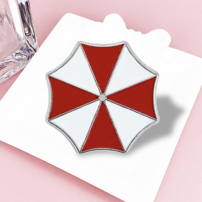 Wholesale Red Umbrella Brooch Pin Zinc Alloy Octagon Badge Fashion Accessory MOQ≥2