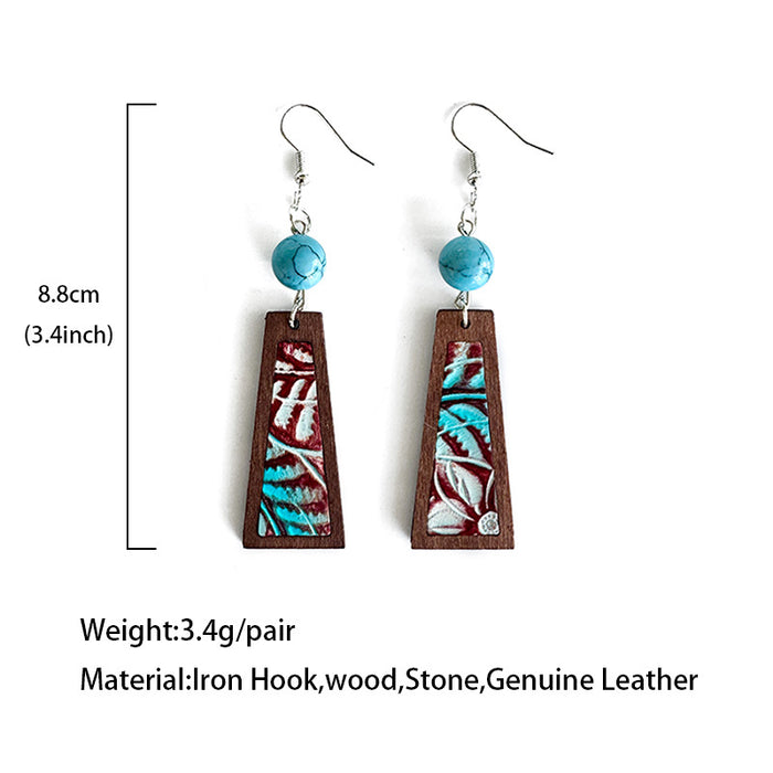 Wholesale Leather earrings vintage turquoise ing classic leopard print cowhide earrings