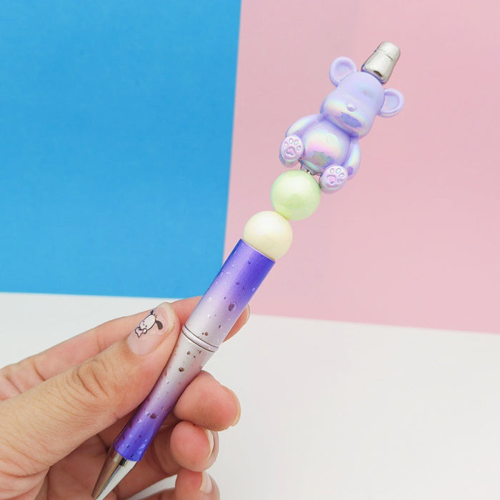 Wholesale Plastic Cartoon DIY Bead Pen Cute Bear Decompression Tube Bead Pen JDC-PN-GanCai004