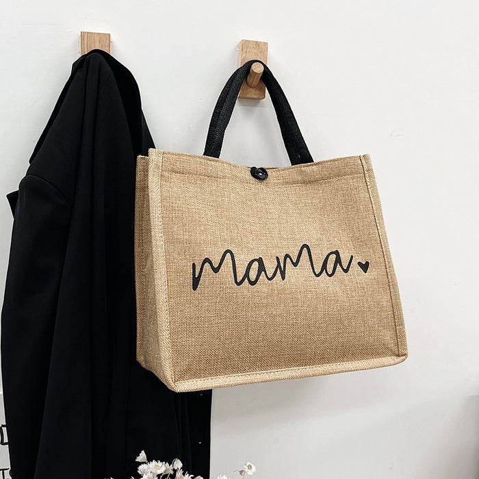 Wholesale Fashionable hand-held linen bag, large capacity casual shoulder bag, paired with letter bag